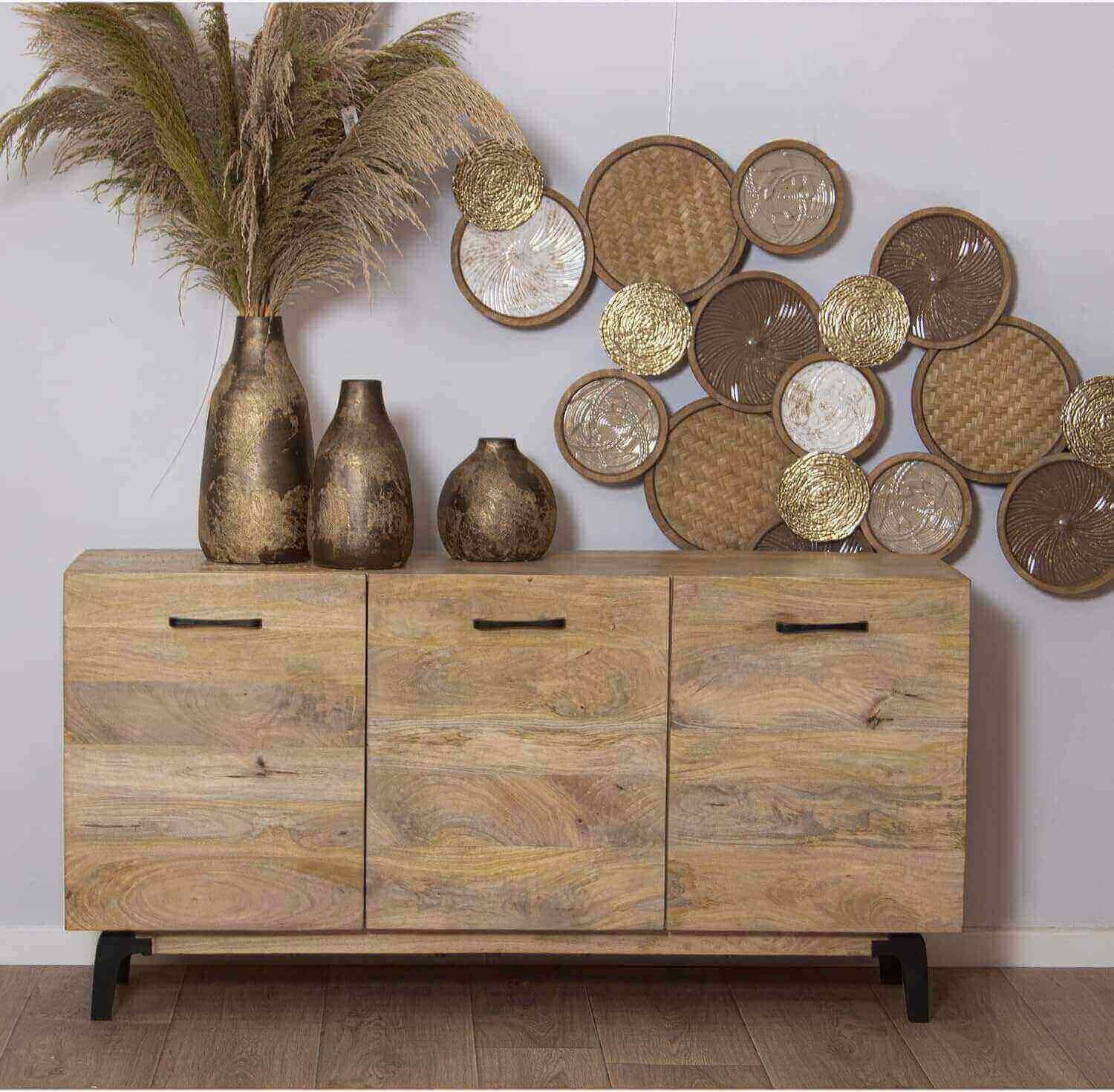 mobile soggiorno in legno per arredamento wabi sabi