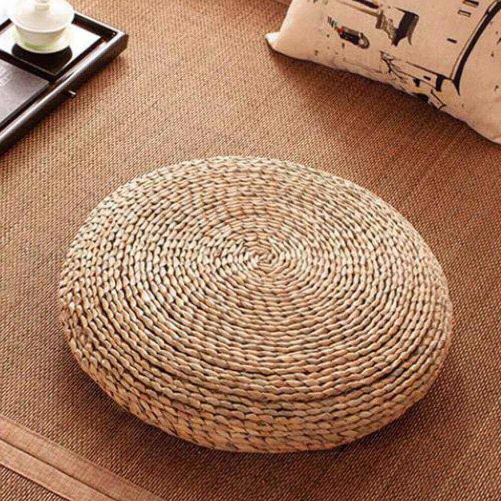 cuscino in vimini, cuscino in rattan per arredamento in stile giapponese