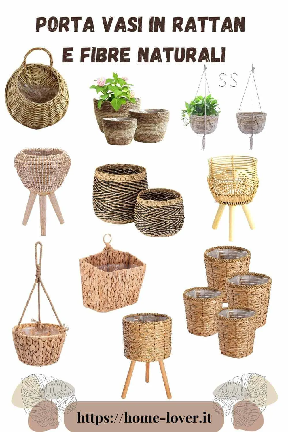 mobili in rattan da interni, vasi in rattan, vasi in vmini, portavasi in vimini, home decor home lover
