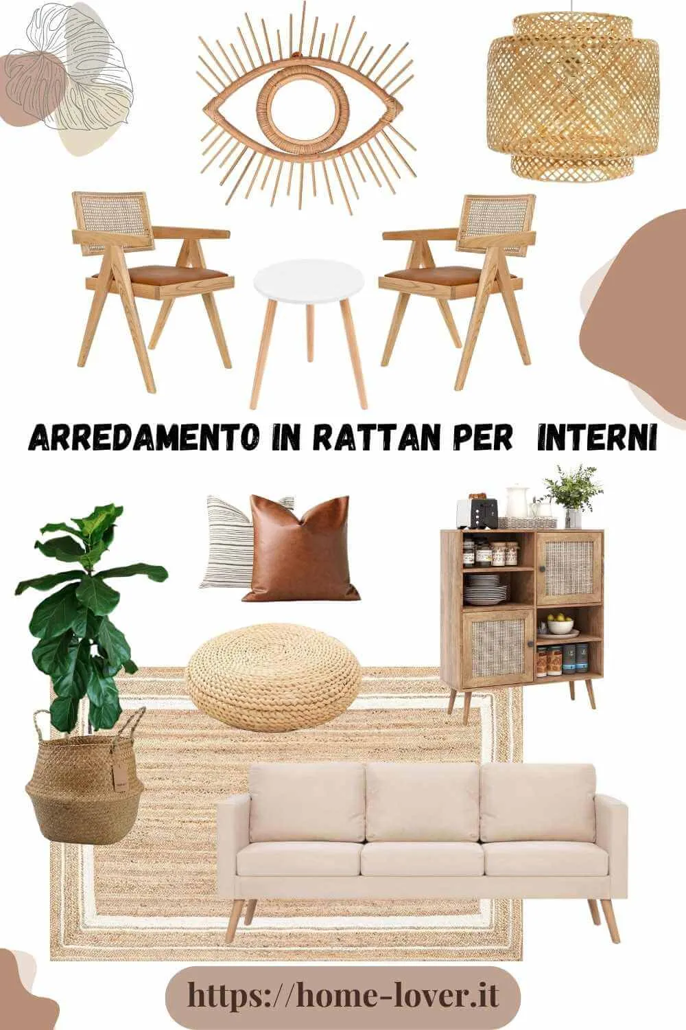  mobili in rattan per interni, soggiorno accogliente, arredamento per soggiorno, arredamento natural chic, home decor, home lover ,