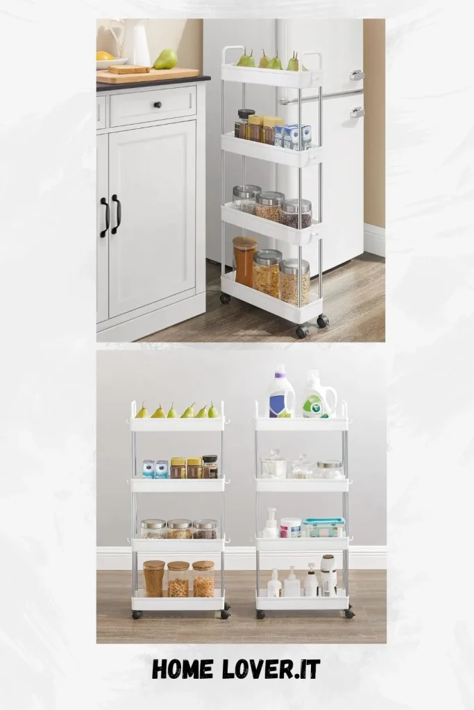 Portaspezie Magnetico Pieghevole Per Frigorifero - Supporto In Legno Bianco, Capacità 4.5kg, Per Cucina Organizzata