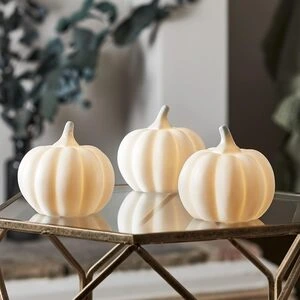 zucche in ceramica bianca con luce led